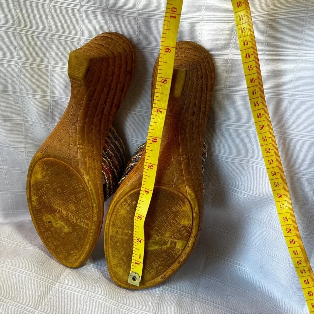 Made In Italy Designer Boho Goddess Fairy Sandals Size 6 Stacked Chunky Heel - Picture 6 of 11